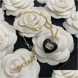 Pendant Necklaces Necklace Fashion Women Designer Choker 18K Gold Plated Brass Copper C-Letter Chain Crystal Statement Wedding Jewel Dhsrf
