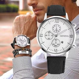 Bangle ZG Men's Casual Quartz Watch With Calendar 2023 Arrival Business Set Geneva Fake Three Eye Design