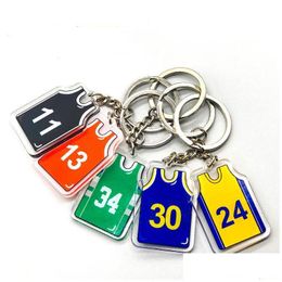 Keychains Lanyards Designer Basketball Player Keychain Environmental Friendly Acrylic Jersey Pendant Bag Accessories Creative Gift Dhfyd