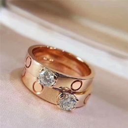 Titanium steel silver love ring men and women rose gold Jewellery designer for engagement wedding rings luxury Narrow version