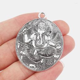 Pendant Necklaces 2pcs Antique Silver Colour Lucky Elephant Charms Oval Connectors For Keepsake Necklace Earring Jewellery Making Accessories