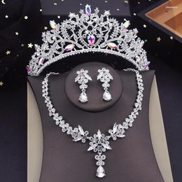 Necklace Earrings Set Gorgeous Bridal For Women Luxury Tiaras Crown Sets Wedding Dress Bride Jewellery Accessory