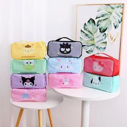 Carrier 10 pcs/lot Creative Cat Dog Lattice Pencil Case Big Portable Storage Bag Pen Box Stationery Pouch Gift School Supplies gifts