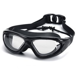 goggles Large Frame Swimming Goggles With Earplug HD Transparent Glasses Anti fog Silicone Waterproof Men Women swim eyewear adult 230627