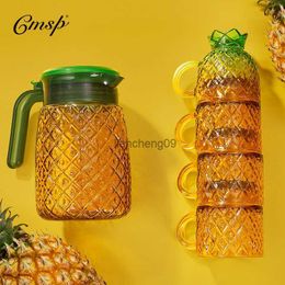 Glass Pineapple Superimposed Cup Water Set 5pcs Household Cool White Boiled Cold Water Bottle Set In Summer Festival Gift L230620