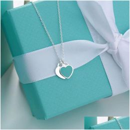 Pendant Necklaces Fashion Love Heart Designer Necklace Luxury Jewellery Stainless Steel Christmas Day Gift Plated Dainty Sier Chain 19 Dhw0B