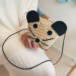 Handbags Baby Mini Purse Cute Straw Crossbody Bags for Kids Coin Pouch Kawaii Girls Rattan Beach Clutch 230628