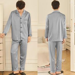 Men's Sleepwear Men's Men's 2Pieces Pajamas Set Long Sleeve Pyjamas Home Wear Cardigan Nightwear Casual Pjs Suit Pijamas Mens