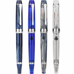 Pens PENBBS 456 Vacuum Filling Fountain Pen Resin Transparent Body Iridium Fine Nib 0.5mm Fashion Business Writing Gift Office Set