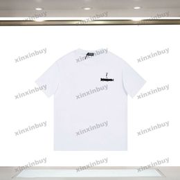 xinxinbuy Men designer Tee t shirt 23ss Paris Letter embroidery short sleeve cotton women red black white XS-XL