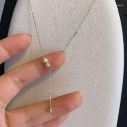 Anhänger Halsketten Mode Einfache Metall Perle Halskette Für Frauen Luxus Glitter Nische Schlüsselbein Kette Multi-stil Glück Geschenk