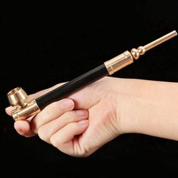 New Style Brass Long Philtre Pipes Portable Fibreglass Handle Removable Dry Herb Tobacco Multipurpose Cigarette Holder Innovative Handpipes Smoking Tube DHL