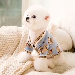 Dog Apparel Luxury Cardigan Dog Sweaters Winter Warm Dog Clothes Chihuahua French Bulldog Clothing Pet Coat Jacket Pet Items Knitted Sweater 230627