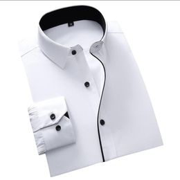 Men's Dress Shirts Men's Large size Business Casual Office Business Long Sleeve Lapel Stripe 10XL 11XL 12XL 13XL 14XL White Shirt 6XL 7XL 8XL 9XL 230628