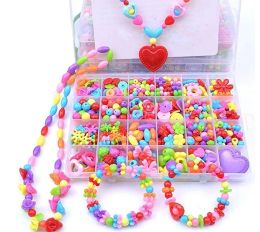 Schmuckherstellungsset, DIY bunte Pop-Perlen-Set, kreative handgefertigte Geschenke, Acryl-Schnürung, Aufreihen von Halsketten, Armbändern, Basteln für Kinder