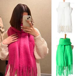 Scarves Luxury Cashmere Women Solid Scarf Shawls Winter Warm Long Pashmina Lady Tassel Over Size Foulard Thick Blanket 2023