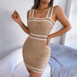 Basic Casual Dresses WomenS Sleeveless Ribbed Knit Tank Dress Scoop Neck Slim Fit Fashion For Summer Party Club Womens Clothing 230627