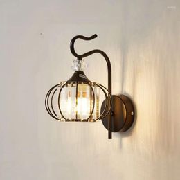 Wall Lamp Modern Minimalist Bedroom Bedside Lights Black Gold Iron Crystal Living Room Study Corridor Aisle
