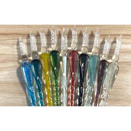 Pens 13pcs Luminous Series Glass Dip Pen And Ink Set Gift Box Glass Sign Pencil Gifts Crafts Dip Pen And Blue Ink Sets