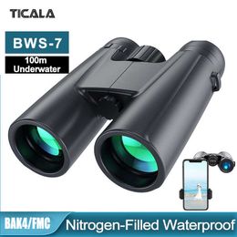 Telescope Binoculars 12X42 HD Powerful Binoculars with IPX-7 Waterproof Binocular Professional BAK4 Prism FMC Tescope for Hunting Bird Watching HKD230627