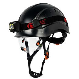 Tactical Helmets CE Construction Safety Helmet With Visor Led Head Light ABS Hard Hat Aloft Work ANSI Industrial Outdoor Work At Night ProtectionHKD230628