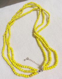 Choker Chokers Rows Charm Jewelry 4mm Yellow Stone Handmade Necklace Chain Clasp Fashion Woman 14'' 35cm 18'' 45cmChokers