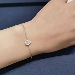 Luxury Chain Brand Designer s925 Sterling Silver Water Drop Triangle Zircon Charm Chain Bracelet For Women Wit Box