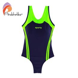 Swim wear Andzhelika Colorblock One-piece Swimsuit Girls Swimwear tter Sport Bodysuit 2022 New Kid Bathing Suit Child Beach Monokini HKD230628