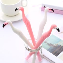 Pens 50Pcs Korean Cute Kawai Flamingo Gel Pen Blue Ink Kawaii Stationery Office Accessory Back to School Supply Thing Girl Women Gift