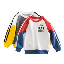 T shirts 27Kids Boys Long Sleeves School Pattern Sportswear Sweatshirts Plus velvet Kids Clothes Children's Winter Tops Clothing 2 7years 230627