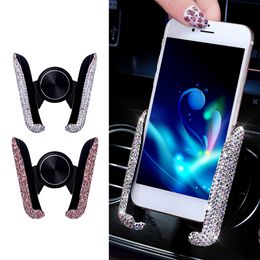 Crystal Diamond Universal Car Phone Holder Bling Rhinestone Car Air Vent Mount Stand Mobile Phone Holder For iPhone Samsung