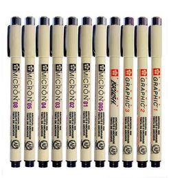 Markers Sakura Pigma Micron Pen Set with Pen Case Black Ink Liner Permanent Waterproof Drawing Pens Sektch Marker Fineliners Manga