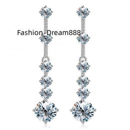 GRA VVS 1CT Moissanite Diamond Unusual Long Hanging Dangle drop Earring for Women 925 Sterling Silver wedding fine Jewellery set