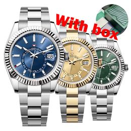 SKY DHgate mens watch luxury automatic 42mm Watches air Night Glow Function date 904L stainless steel sapphire waterproof With box Fashion root beer Wristwatches
