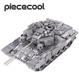 3D Puzzles Piececool 3D Metal Puzzles T-90A Tank Teenage Toys Brain Teaser DIY Building Kits for Adults 230627