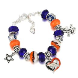 Fashion 925 Sterling Silver Murano Lampwork Glass & European Charm Beads Baseball Team Heart Dangle Fits Pandora Charm Bracelets & Necklace