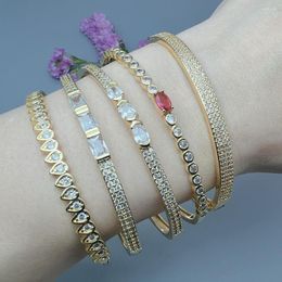 Bangle 5pcs/lot Geometric Zircon Bracelet Woman Fashion Simple Temperament INS Open Jewellery