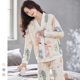 Women's Sleepwear Lightweight Cotton Women Pyjama Sets Open Front Night Wears For In Spring And Autumn Comfortable Loose Fit Loungewear Suit