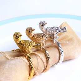 Towel Rings 10pcs Plated metal golden bird model room napkin buckle el ring 230627