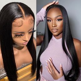 100% HD Lace Glueless Straight Lace Front Human Hair Wigs For Women 13x4 Brazilian Lace Frontal Pre Plucked 30 Inch