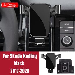 Adjustment Car Mobile Phone Holder For Skoda Kodiaq Karoq Kamiq 2017-2020 GPS Stand Air Vent Mount Bracket Snap-type Accessories