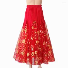 Stage Wear Green Women Ballroom Dance Skirts Practise Skirt Flamenco Waltz Modern Costumes