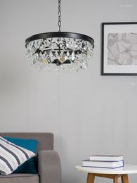 Pendant Lamps Retro Crystal Lamp Fashion Post Modern Chandelier Nordic Bedroom Room Home Dining Black