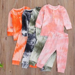 Clothing Sets 4Colors Baby Girl Boy Tie-dye Clothes Set Infant Kids Long Sleeve T-Shirts Tops Pants Cotton Soft Outfits