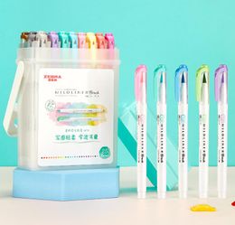 Markers 10 New Colours Zebra WFT8 MildLiner Double Tip Highlighter Soft Brush Painting Marking Pen Japanese Stationery Original Product