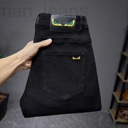 Men's Jeans designer Little Monster Quality Fall New Slim Fit Pants Elastic Black Trend 4HPK