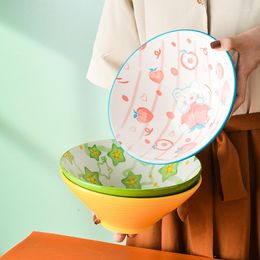 Bowls 8-inch Japanese-style Ceramic Ramen Bowl Household Cartoon Soup Instant Noodle Fruit Salad Children's Cute Tableware