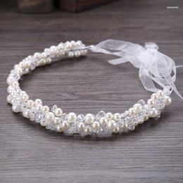 Hair Clips Long Silver Colour Women Pearl Headbands Wedding Jewellery Accessories Crystal Head Decoration Bridal Ornament Tiara
