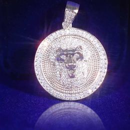 Hip Hop Fashion Animal Jewellery VVS Moissanite 925 Silver Iced Out Lion Head Pendant Cuban Necklace
