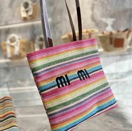Designer Bags Shoulder Chain Bag Clutch Flap Tote Bags Rainbow Letters Straw Woven Woven Beach Bags Lady Shopping Handbag Multi Style Bag 225